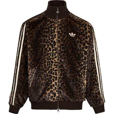 Adidas/阿迪达斯正品三叶草男女休闲立领针织豹纹运动外套KU9407