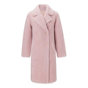 伊华欧秀【新品】毛茸茸新款简约中长款保暖绵羊毛大衣羊剪绒外套