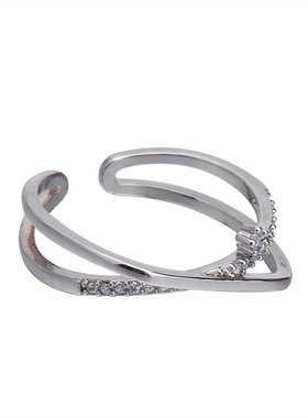 不规则交叉微镶锆石戒指