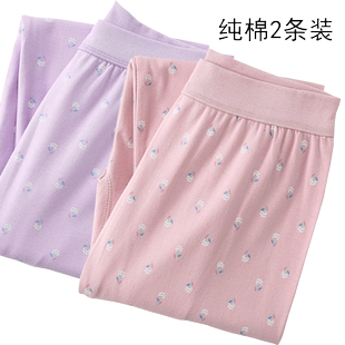 2条装女士纯棉高腰加裆秋裤老式单件薄保暖线裤内穿棉毛收口衬裤