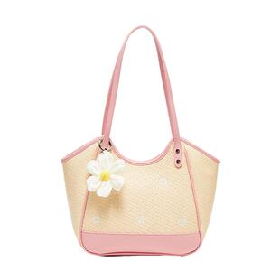 三福挎包春季温婉甜美度假风腋下托特包编织小雏菊女包498893