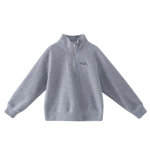 女童卫衣2025秋冬新款女大童初中生双面绒半拉链儿童学生加厚上衣