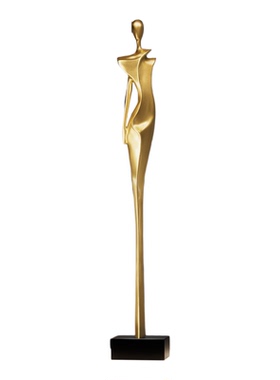 轻奢玄关柜摆件高级感竖高客厅酒店大堂装饰意式极简人物抽象雕塑