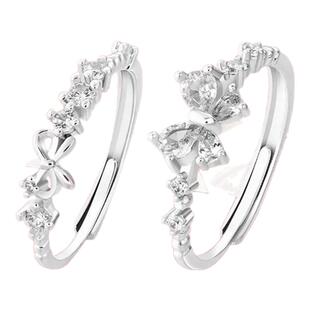 迪士尼新款轻奢高级闺蜜对戒925银迪士尼精致蝴蝶小众戒指送闺蜜