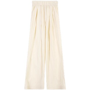 杏色冰丝山本裤女春秋夏2025新款休闲小个子刺绣蝴蝶结遛弯阔腿裤