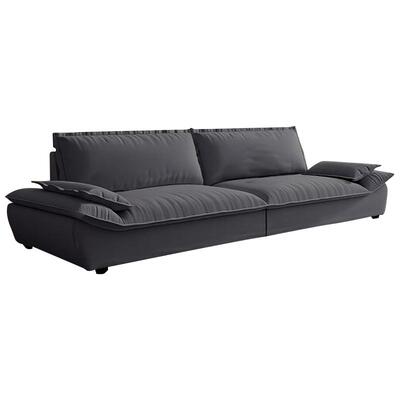 意式现代简约科技布艺帆船沙发轻奢高端绒布超宽坐深极简直排客厅