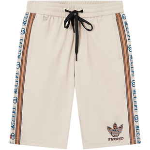 BM字母印花侧条纹美式短裤男夏季2024新款运动休闲沙滩裤子潮牌男