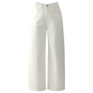 白色牛仔裤阔腿裤女2026新款春季巨好看百搭的裤子大码女裤直筒裤