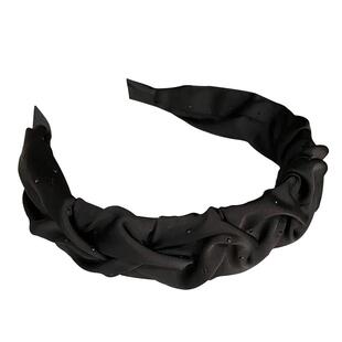 高级感黑色闪钻星空褶皱发箍女宽边高颅顶显脸小洗脸头箍发捆发卡