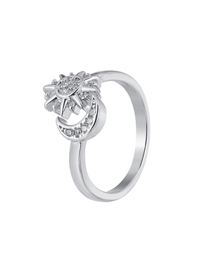 日月同辉锆石开口可调节戒指轻奢