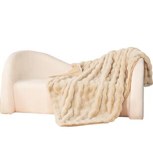 水星家纺仿兔绒毯毛毯冬季加厚沙发盖毯办公室午睡毯宿舍保暖毯子