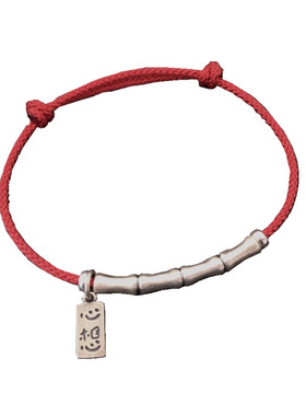 「心想事成」原创不掉色银竹节红色简约手绳女生本命年寓意好礼物