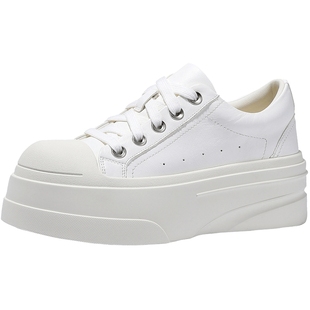 BellaLily春款增高运动风小白鞋女休闲板鞋简约牛皮面包鞋子