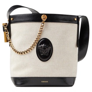 【送礼】VERSACE/范思哲 男女同款Pivot小号帆布水桶包