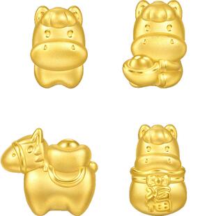【配绳】周生生Charme宝贝祥瑞祝福足金串珠生肖马黄金转运珠