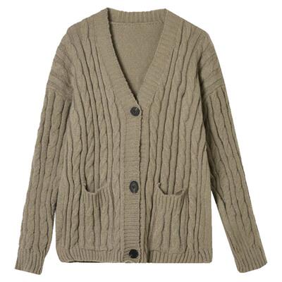 素雅开衫上衣微弹长袖毛衣