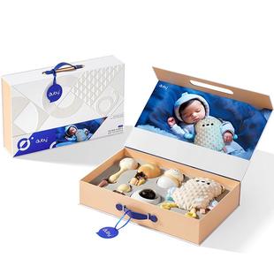 澳贝奶咖新生礼盒婴儿玩具安抚奶油小狗见面宝宝初生满月出生礼物