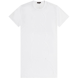 IT CDG COMME des GARÇONS HOMME PLUS男装中长款拼接T恤文艺印花