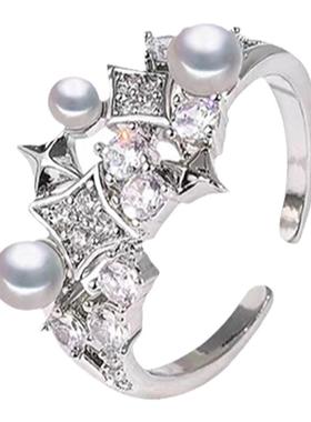 轻奢个性戒指女锆石超闪可调节