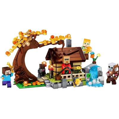 M牌我的拼搭世界枫树屋下界地标村庄骷髅人史蒂夫蜜蜂屋积木玩具