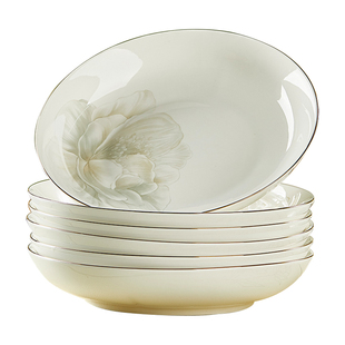 陶瓷盘子菜盘家用2025新款炒菜深盘简约轻奢圆形碟可微波碗盘组合