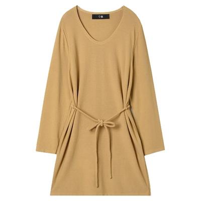 中长裙微弹长袖连衣裙