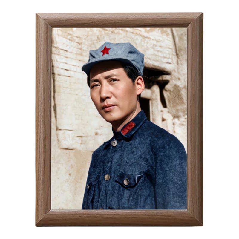 毛主席画像经典木质相框客厅摆件