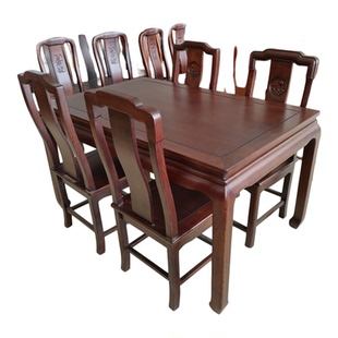 红木餐桌菠萝格木北美色长形桌1米38全实木长方台配椅中式厂直销