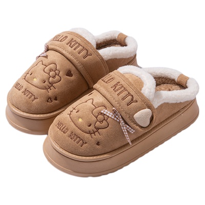 三丽鸥HelloKitty保暖毛绒棉拖女