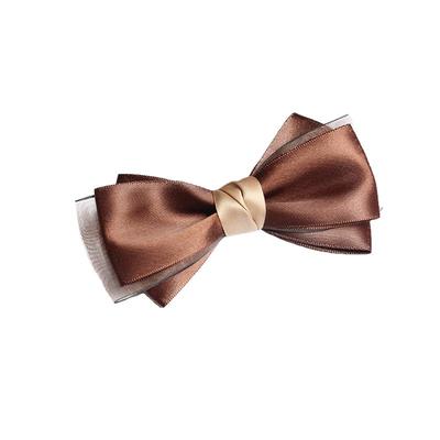 咖啡色边夹女士学院风蝴蝶结头饰