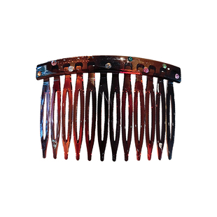 韩版新款高级感彩钻发梳琥珀色碎发整理插梳发夹小众设计感头饰女