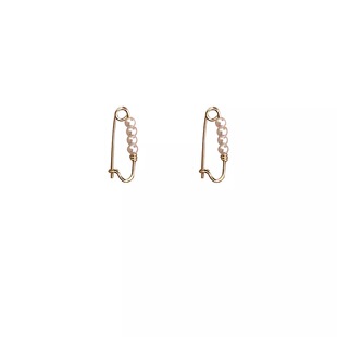 mini挚爱小众独特设计2026新款气质简约个性珍珠曲别针耳环耳饰女