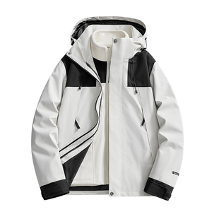 乱步三合一冲锋衣男士三防外套2025新款秋季可拆卸连帽银狐绒夹克