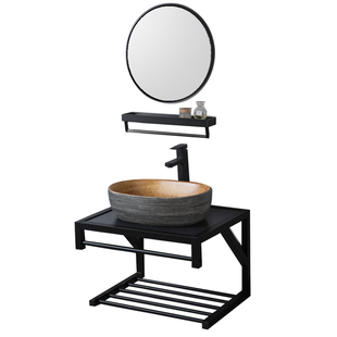 小户型挂墙式洗手盆不锈钢支架洗脸台盆柜组合陶瓷台上盆面盆架子