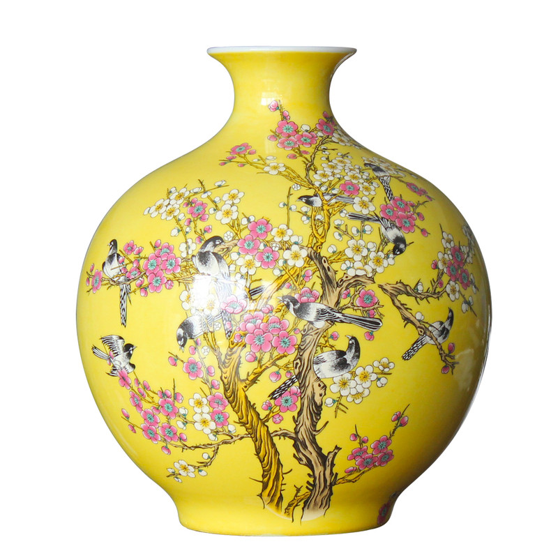 粉彩客厅景德镇花瓶汉迎陶瓷中式