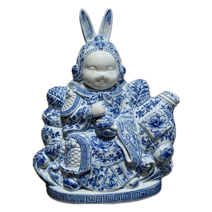 老北京兔爷白坯 陶土白坯兔儿爷手工diy美术绘画教学美术彩绘兔爷