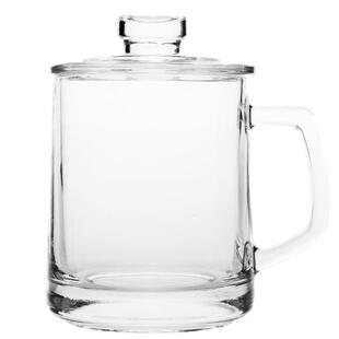 喜碧耐热把杯格隆泡茶杯家用开水杯带把手带盖玻璃杯380ml礼品杯