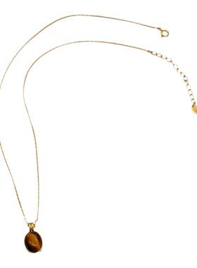 美拉德虎眼石天然珍珠项链锁骨链