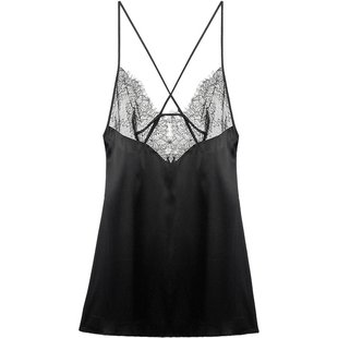 桑蚕丝性感吊带睡裙 秋冬黑色华丽丝绸睡衣 法式情调浪漫家居服