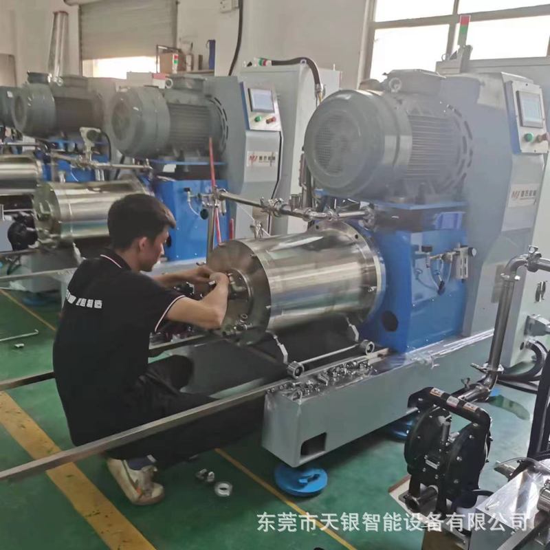 锂电卧式纳米砂磨机棒销式PLC陶瓷耐磨精密高效变频耐磨高效