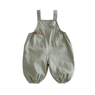 男宝宝背带裤套装春季时髦洋气婴儿衣服春装婴童开春衬衫分体两件