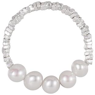 银河璀璨纤细闪碎银子素圈温柔风百搭精巧天然珍珠戒指指环尾戒女