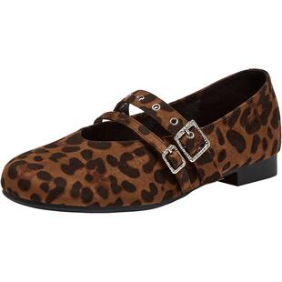 百思图2025秋季新款舒适法式玛丽珍鞋豹纹鞋浅口女单鞋B2530CQ5