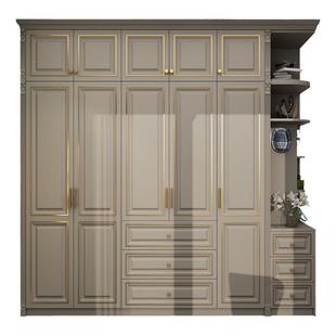 欧式衣柜小户型简约家用卧室轻奢平开门实木六门整体组合衣橱定制