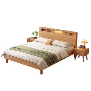 全实木床1米8双人床1米5家用纯橡木出租房1米2单人床架2026新款床