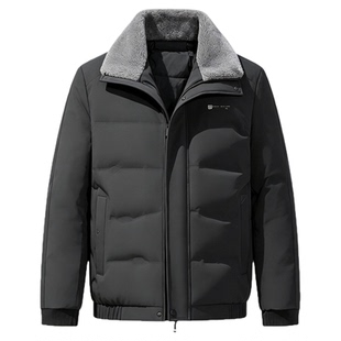 爸爸羽绒服2026冬季新款中年男士翻领外套中老年冬装保暖衣服短款