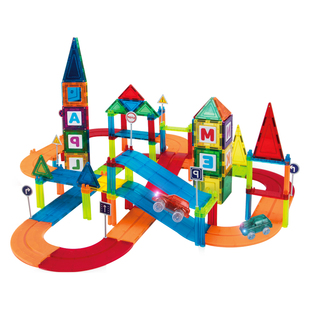 磁力片彩窗小车轨道兼容科博益智亲子游戏磁力玩具拼装磁性积木