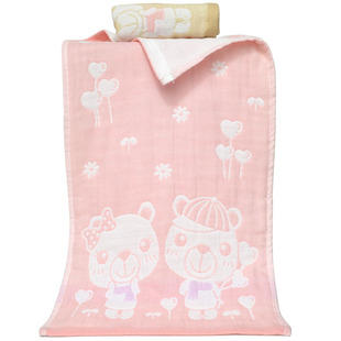 6条纯棉纱布儿童小毛巾三层吸水童巾宝宝洗脸柔软毛巾成人面巾