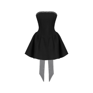 VOCK 浪漫挽歌 法式千金高级感小黑裙情人节闪钻年会礼服连衣裙子