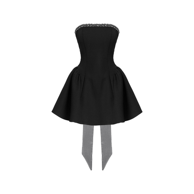 VOCK 浪漫挽歌 法式千金高级感小黑裙情人节闪钻年会礼服连衣裙子